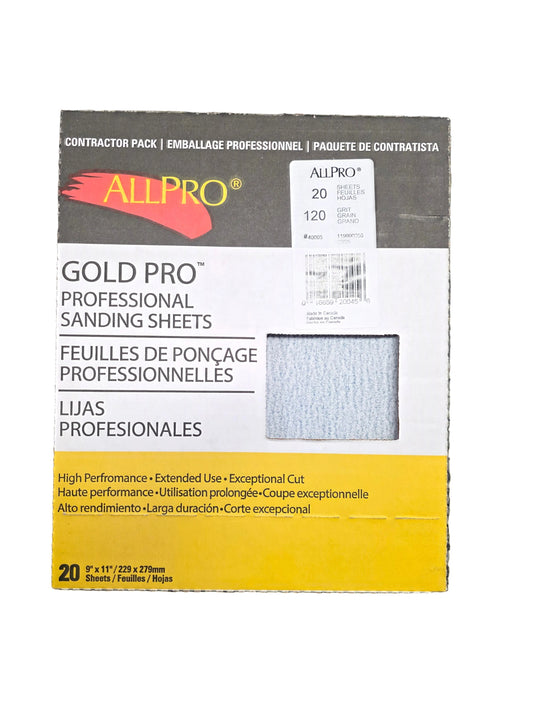 9" X 11" 120 Grit Sandpaper Sheets (20 per pack)