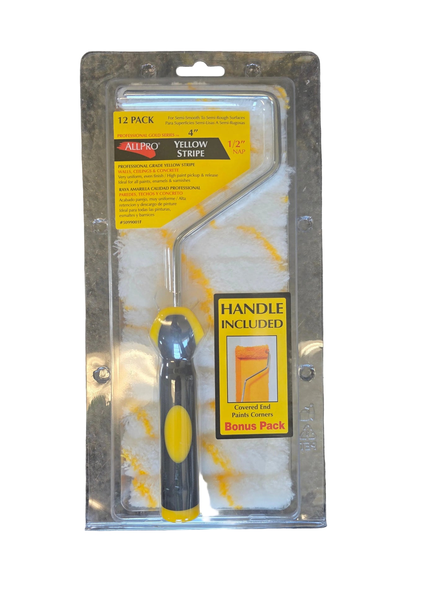 AllPro Yellow Stripe 4" 1/2" Covers 12pk w/Frame