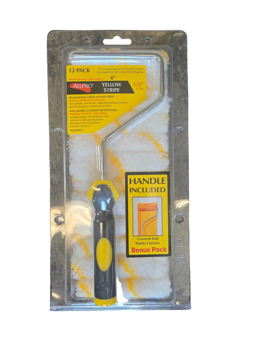 AllPro Yellow Stripe 4" 1/2" Covers 12pk w/Frame